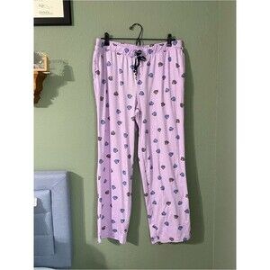 Life is Good Sleep Pajama Pants Size Small Coffee Mug Novelty Print Lilac